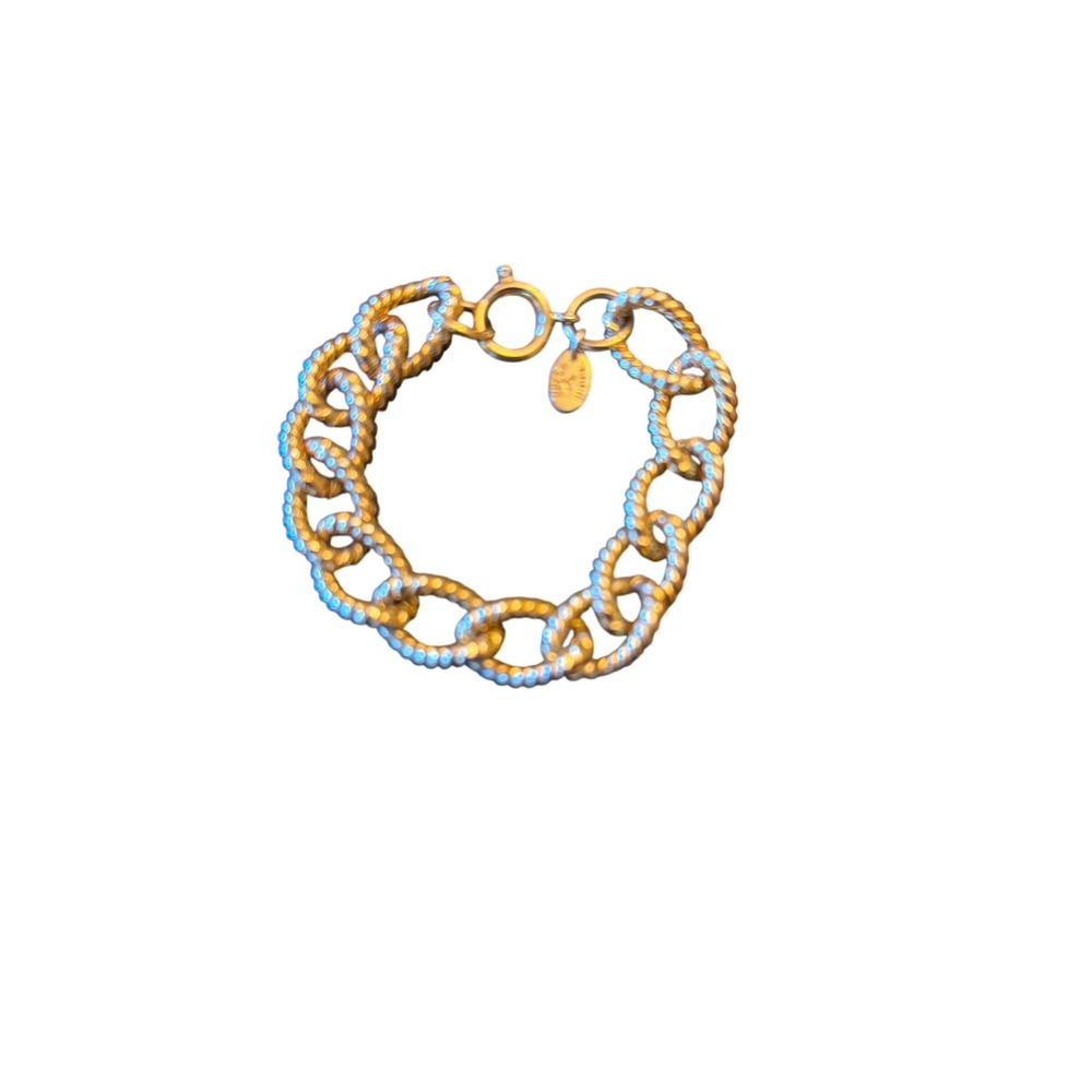 Erwin Pearl Bracelet Gold Chunky Cable Link Twisted Rope Vintage Statement Clasp